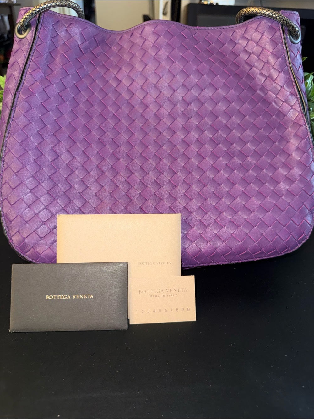 Bottega Veneta Violet Intrecciato Shoulder Bag
